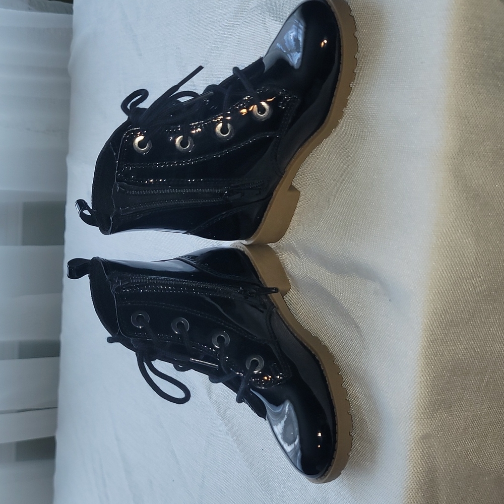 Glossy, Shiny, Black booties for girls